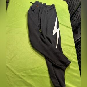 Aviator Nation Gray Sweatpants with White Lightning Bolt. NWOT